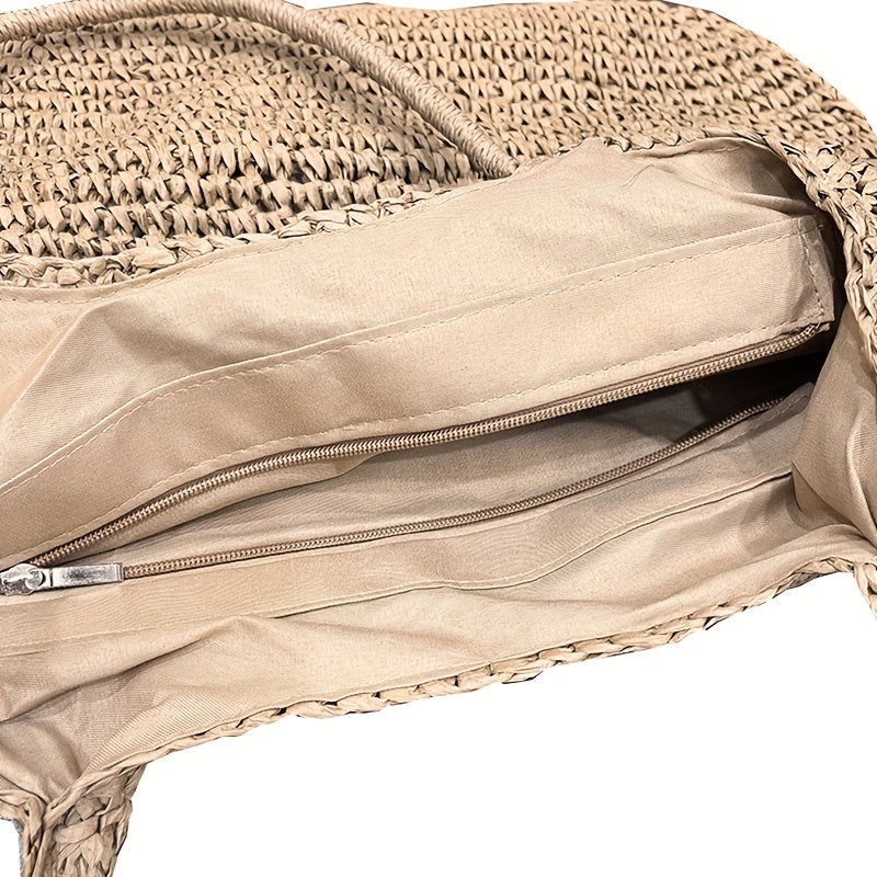 Marisol | Hazelnut Woven Straw Crossbody Bag