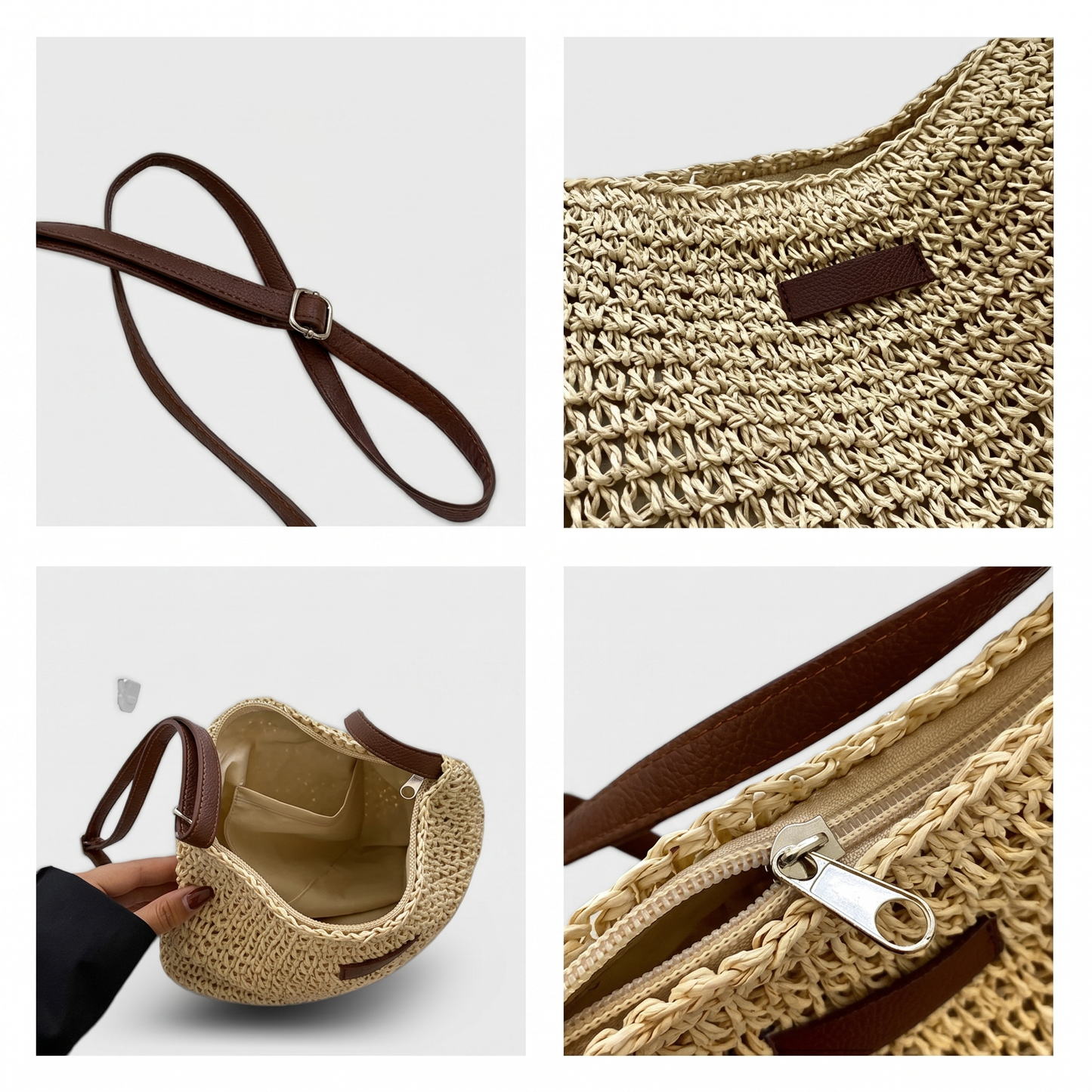 Dina | Elegant Woven Bag – Dark Brown