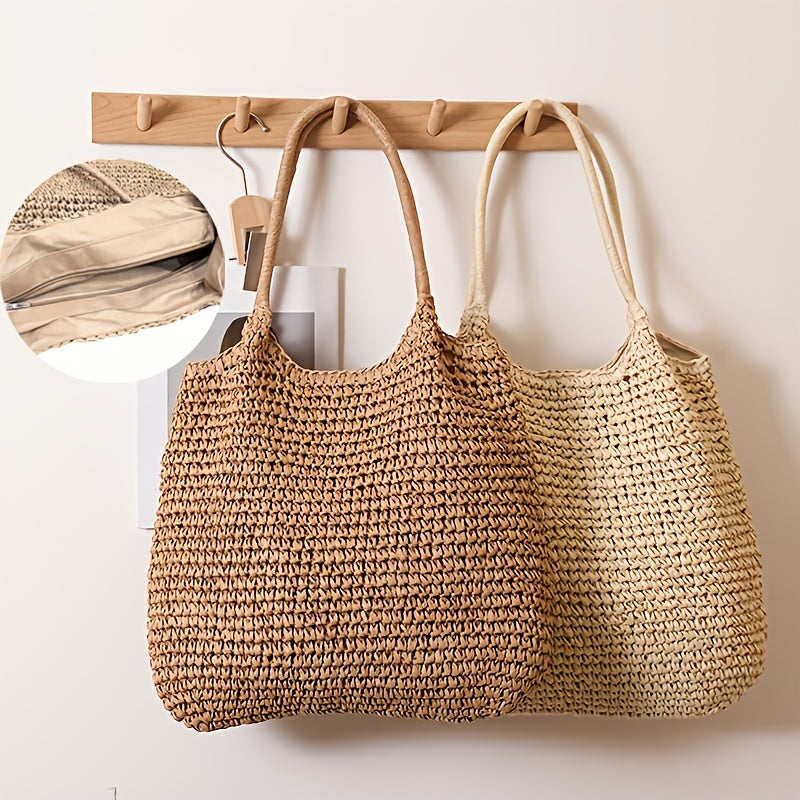 Marisol | Hazelnut Woven Straw Crossbody Bag