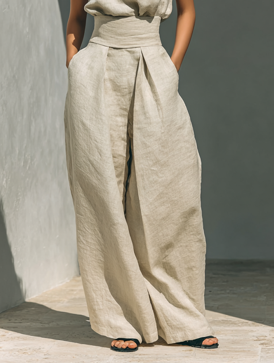 Conjunto de algodón y lino para mujer