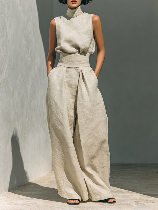 Conjunto de algodón y lino para mujer