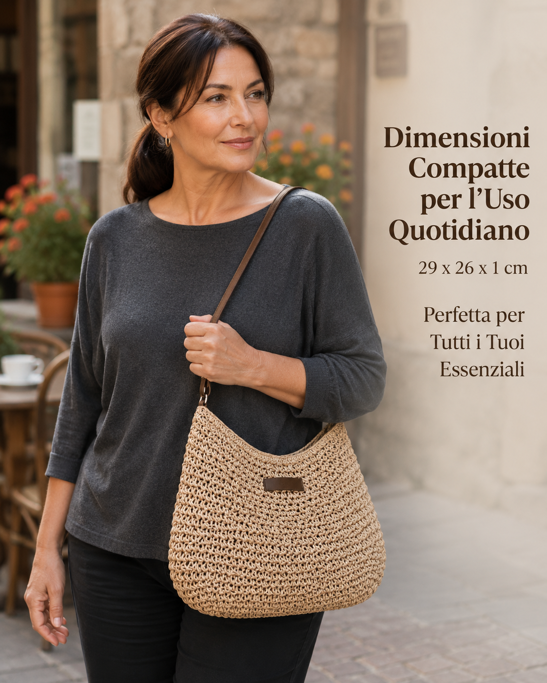 Dina | Elegant Woven Bag – Dark Brown