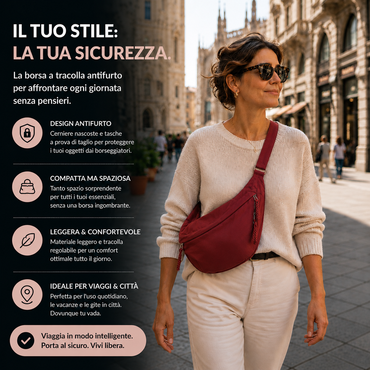 Rosa | Burgundy Shoulder Bag