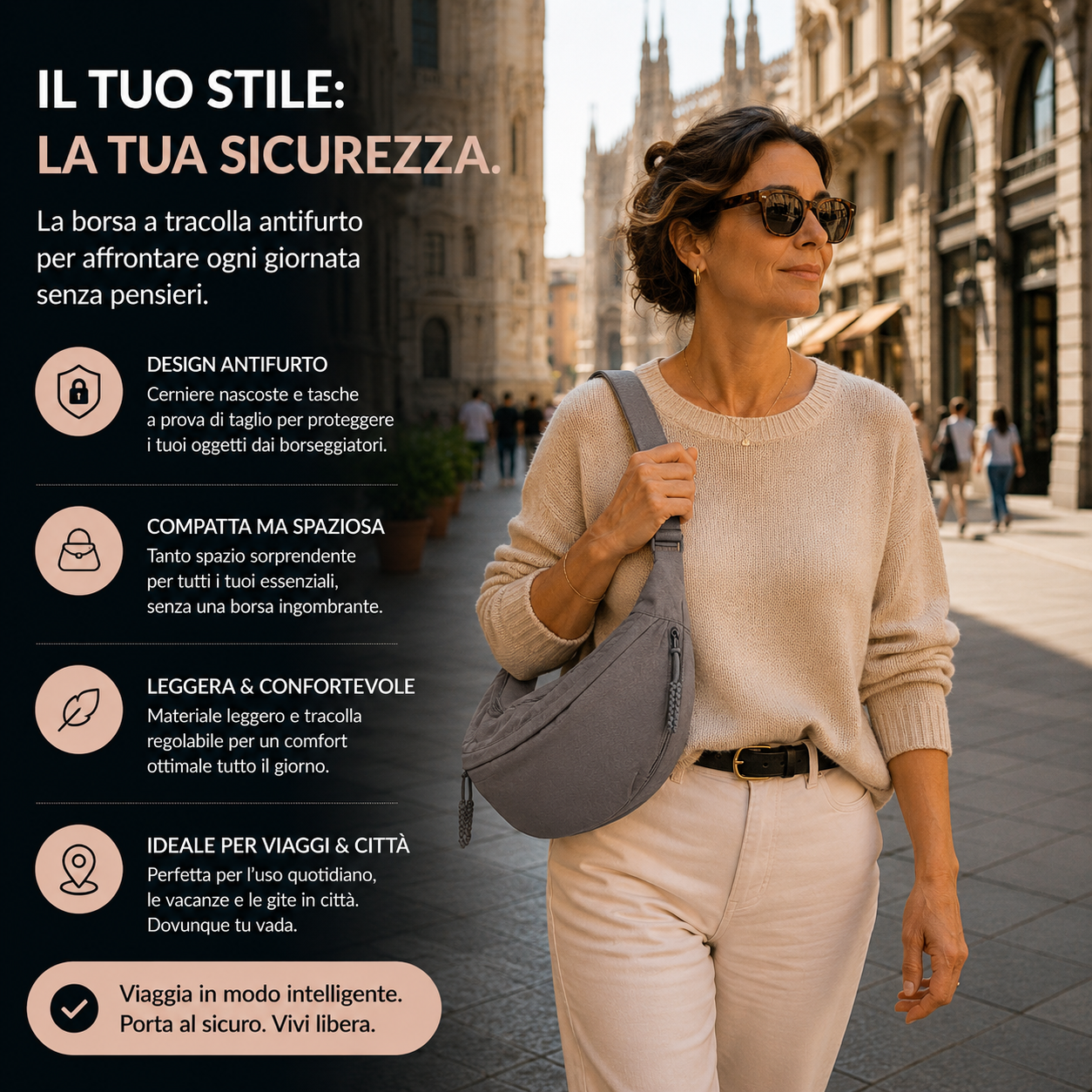 Chiara | Gray Shoulder Bag