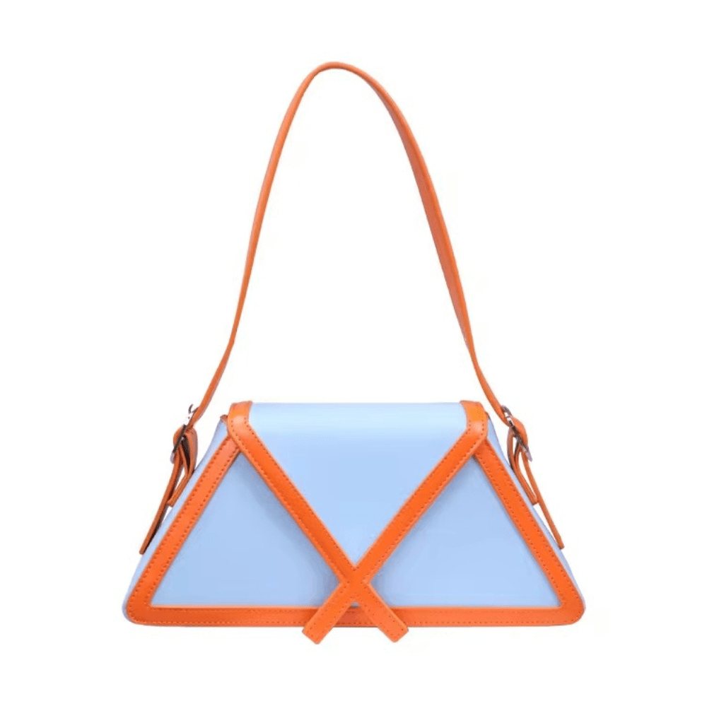 Geometric handbag with a structured design