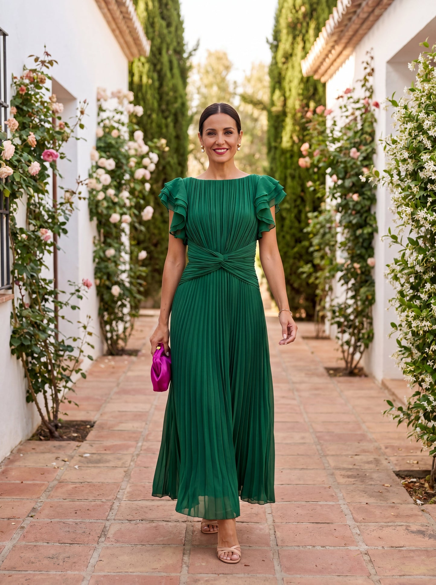Seraphina | Elegant Pleated Maxi Dress with a Knotted Waist