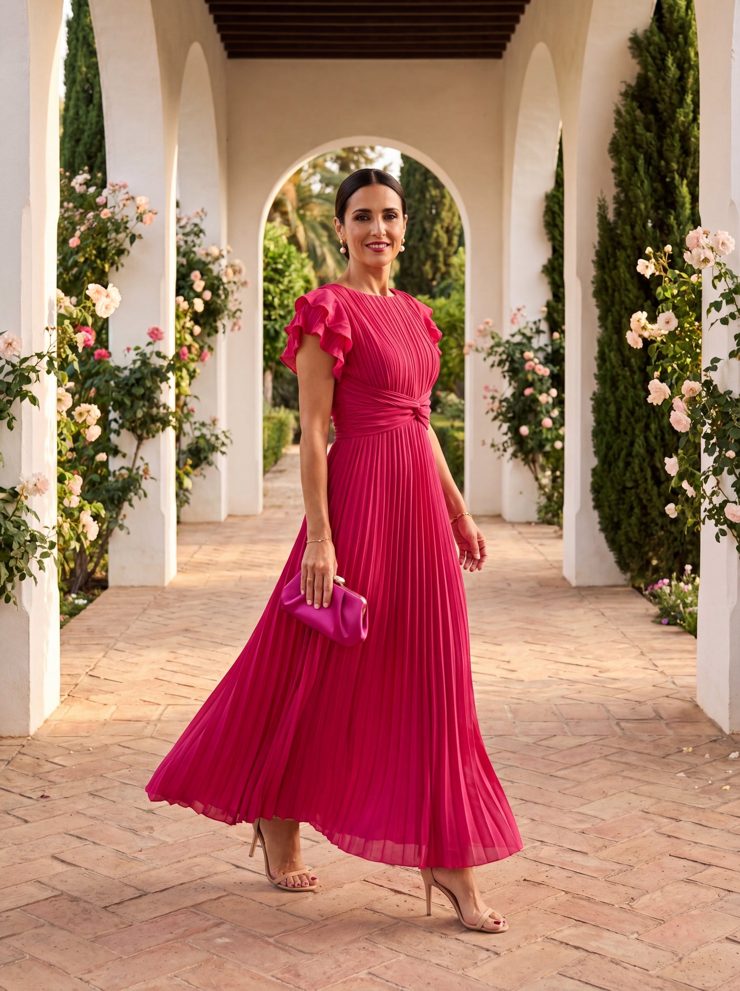 Seraphina | Elegant Pleated Maxi Dress with a Knotted Waist