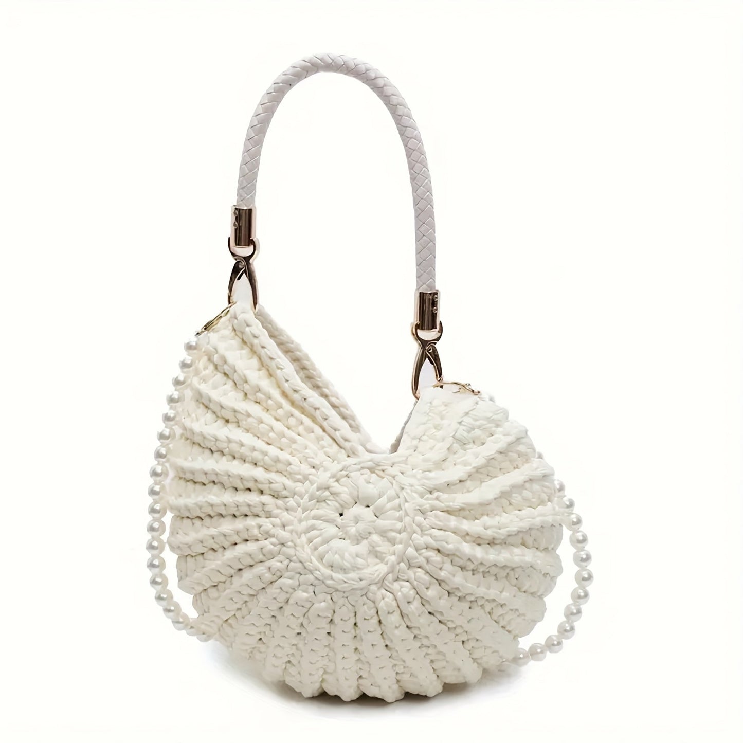 Tamara | Cream White Woven Tote Bag with Chain Strap
