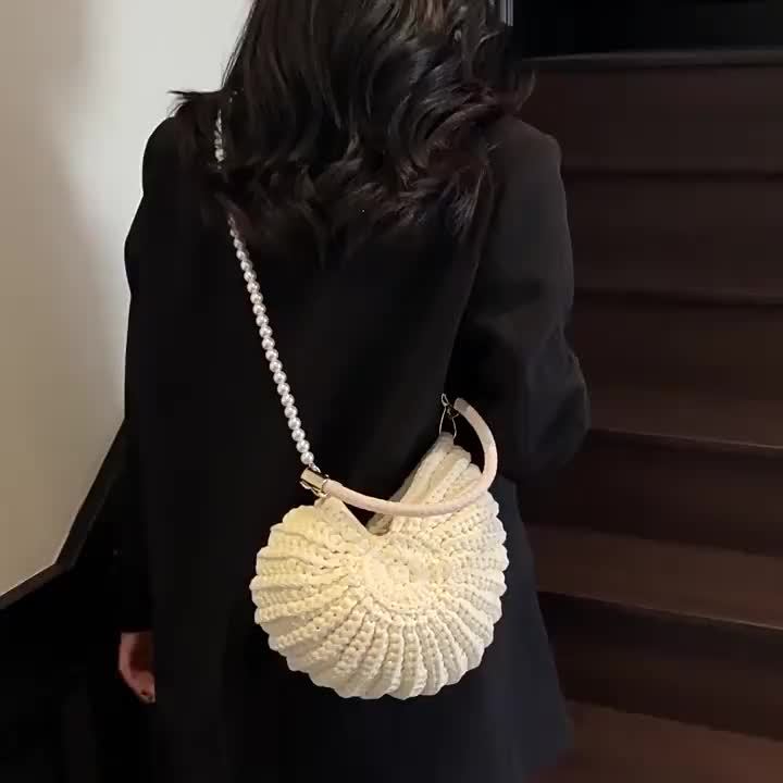 Tamara | Cream White Woven Tote Bag with Chain Strap