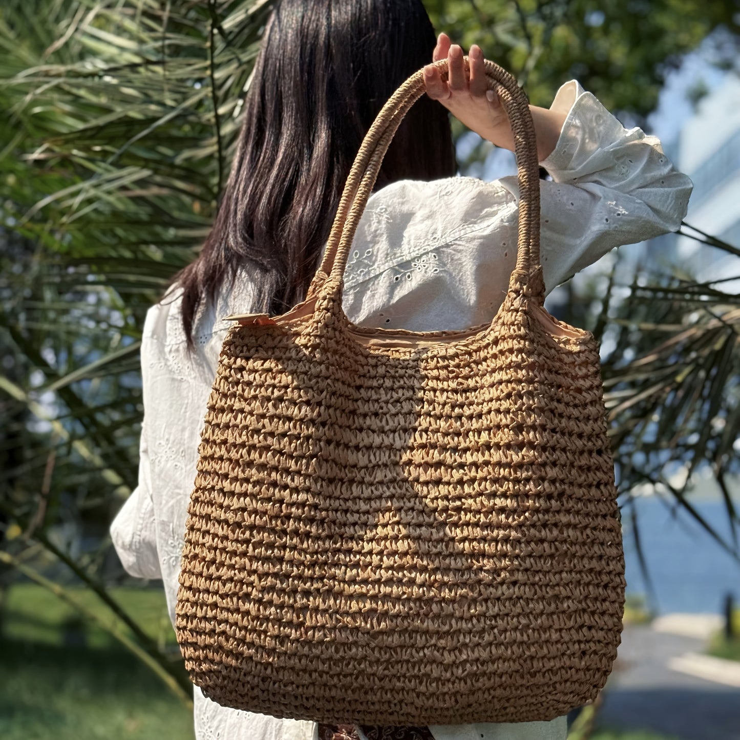 Manuela | Light Natural Woven Straw Crossbody Bag