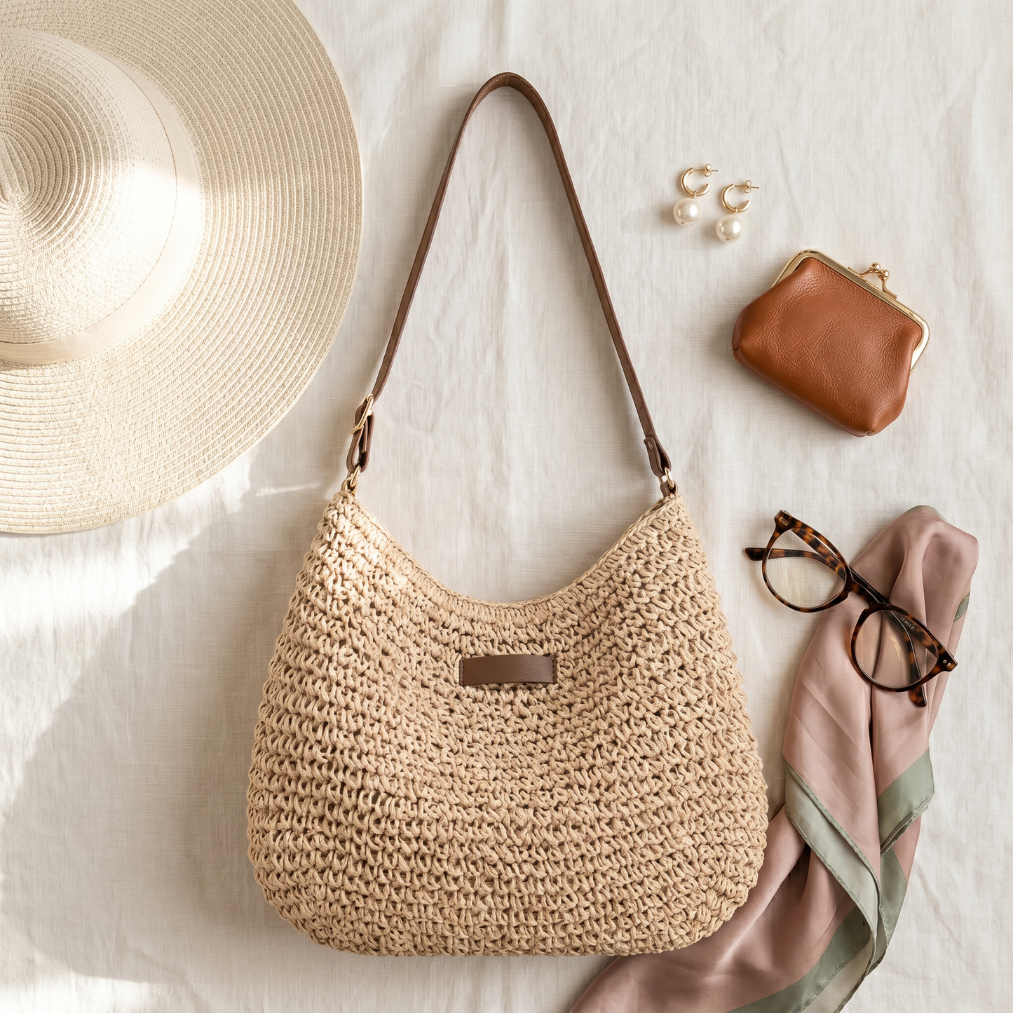 Cinzia | Elegant Woven Bag – Sand