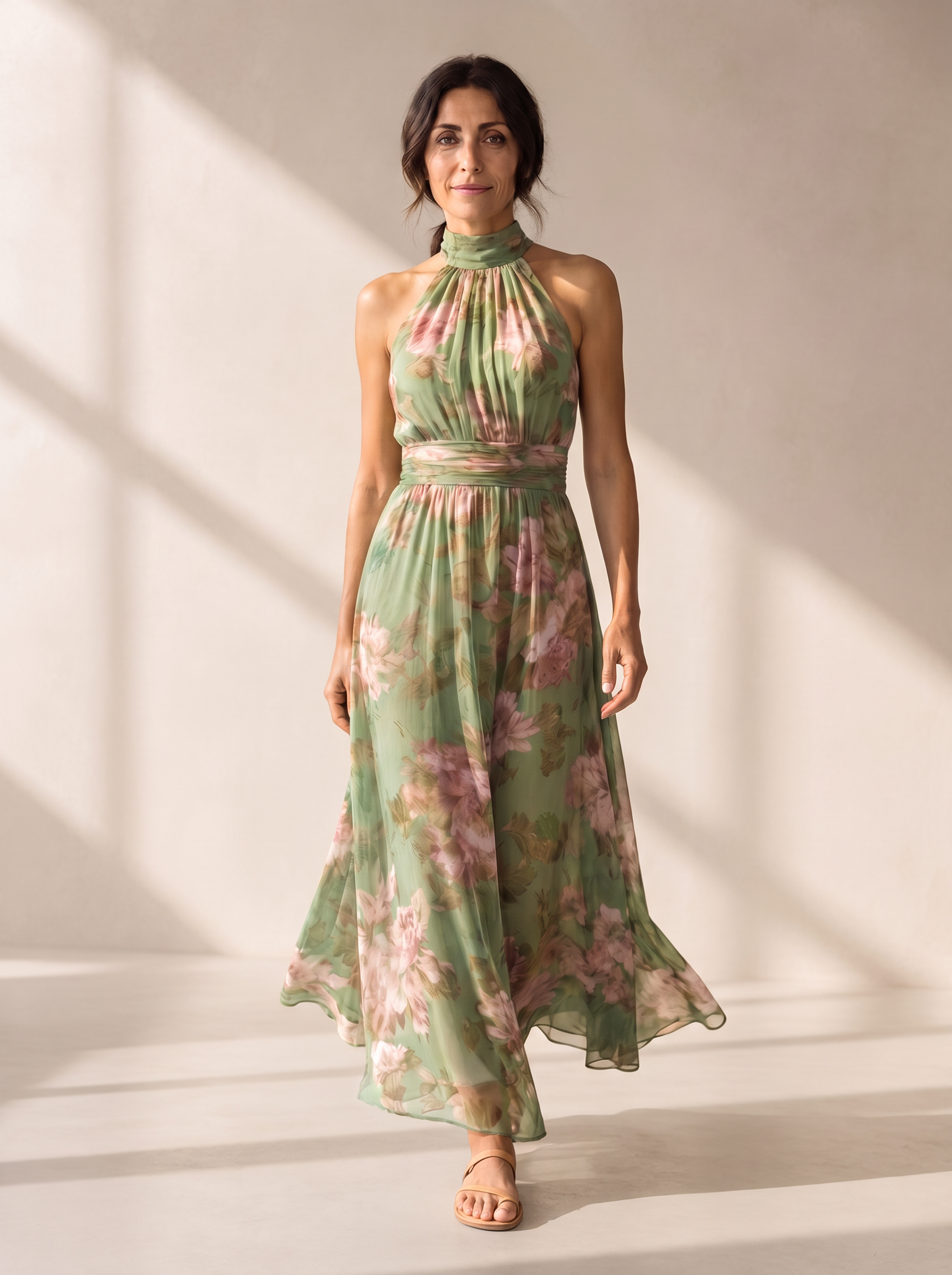 Livia Abito Maxi Halter Floreale Elegante