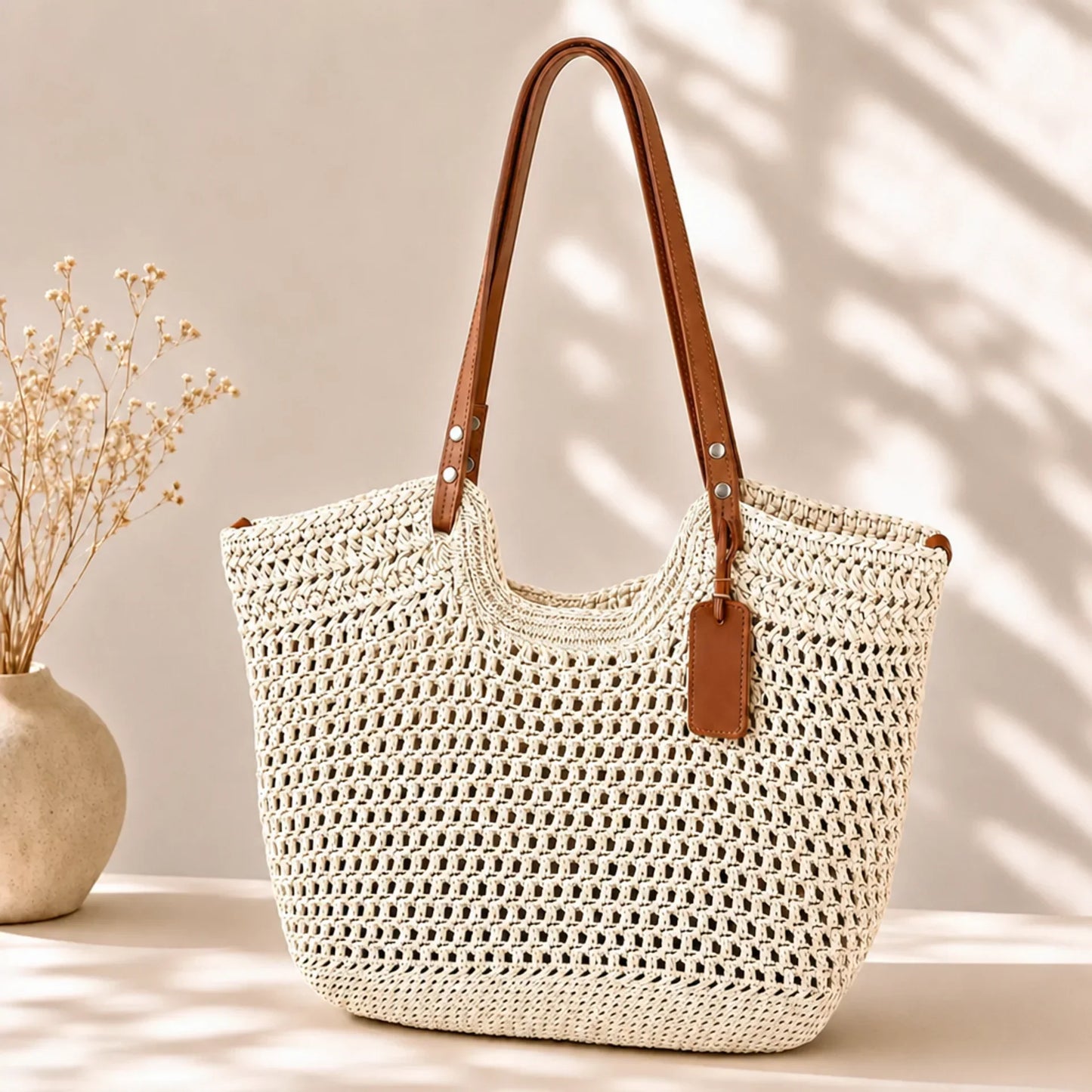 Camelia | Handwoven Crochet Shopper Bag – Ivory